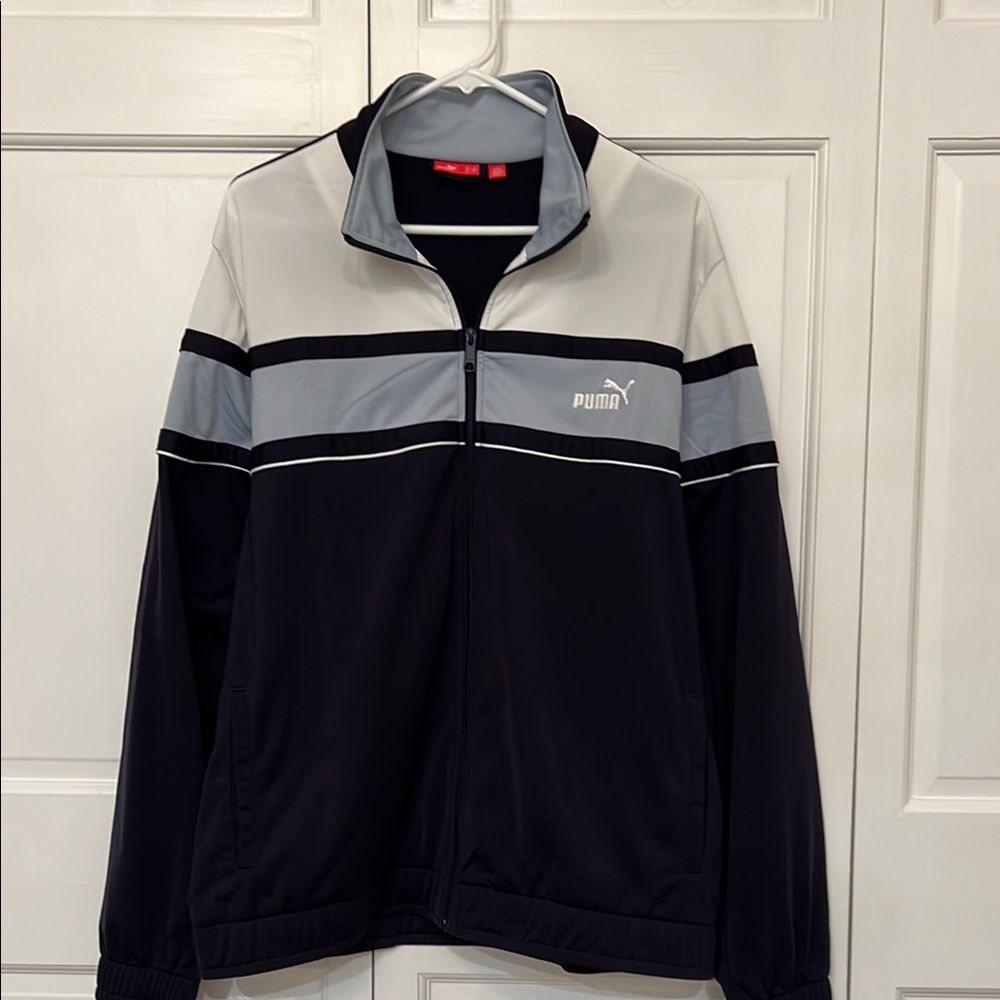 PUMA Men's Black and blue Track Jacket